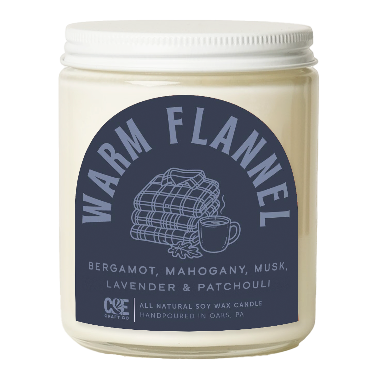 Warm Flannel scented candle, lidded jar