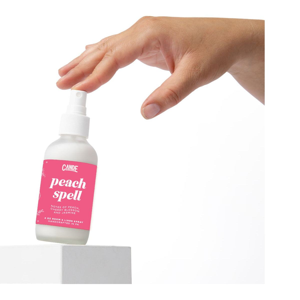 Peach Spell 4 oz Room & Linen Spray bottle by C&E Craft Co