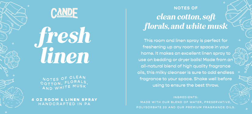 Fresh Linen 4 oz Room & Linen Spray label
