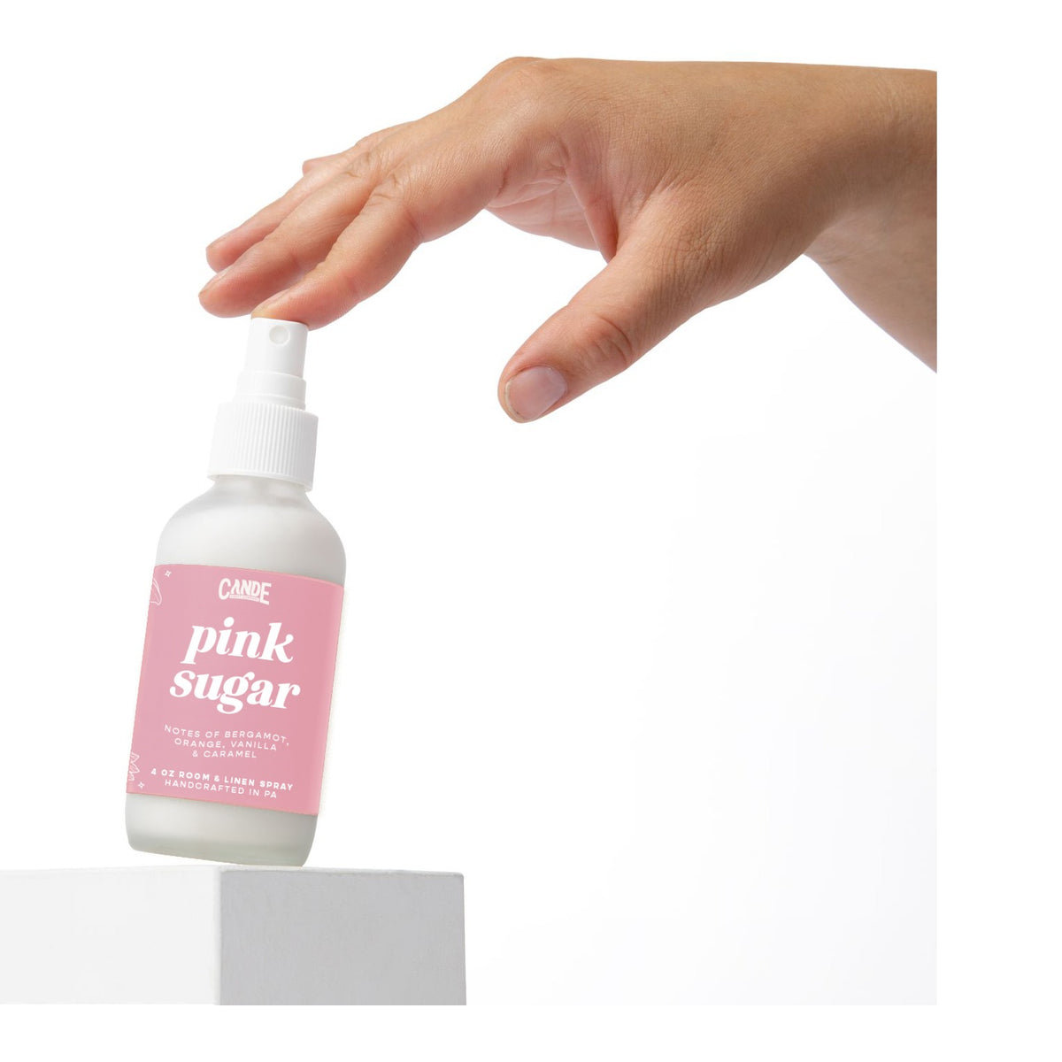 Pink Sugar 4 oz Room & Linen Spray bottle by C&E Craft Co