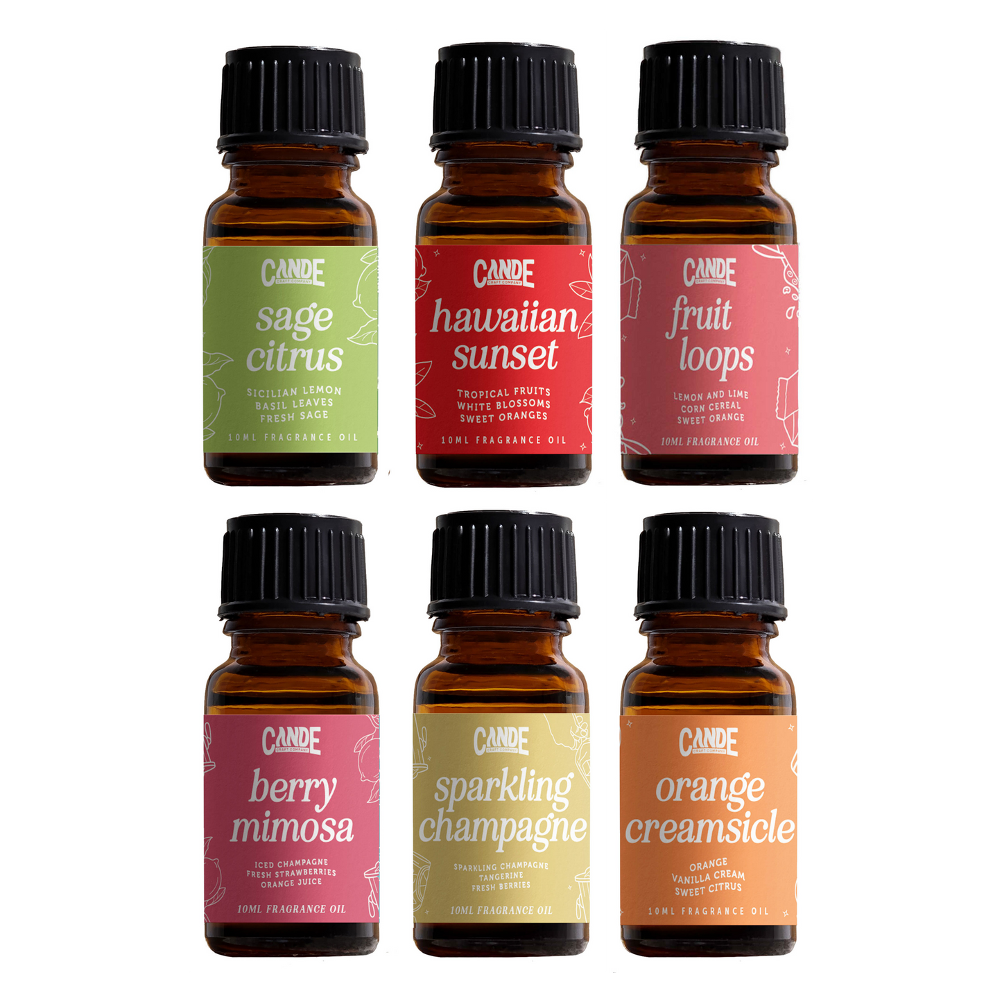 6 Pack Fragrance Oil Set for Home & Car | Long Lasting Scent Oils for Diffusers, Candles, Fresheners