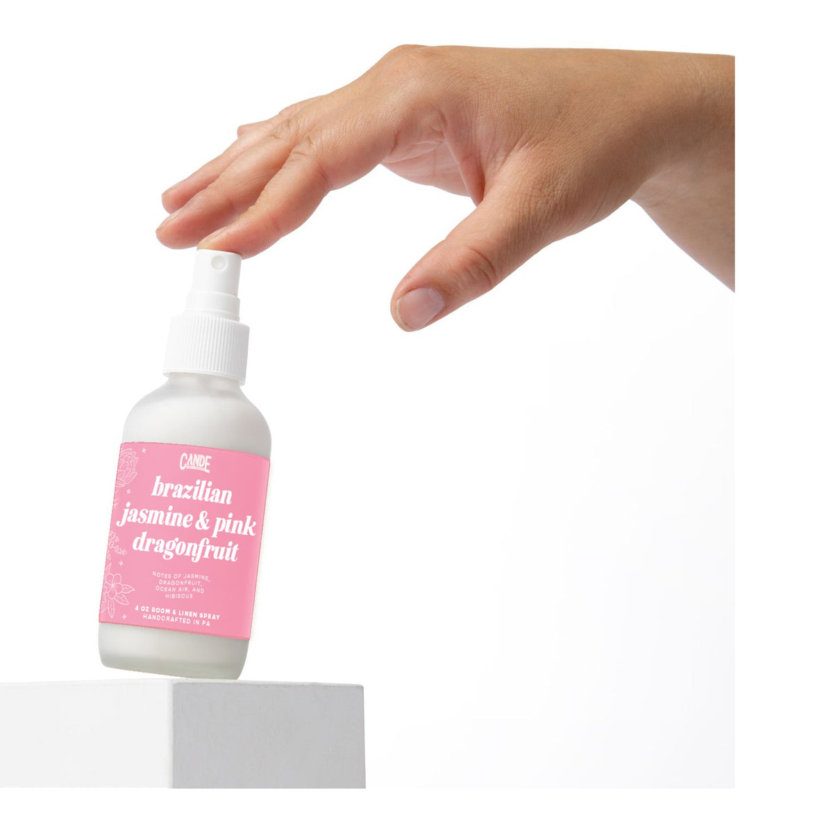 Jasmine & Pink Dragonfruit 4 oz Room & Linen Spray bottle by C&E Craft Co
