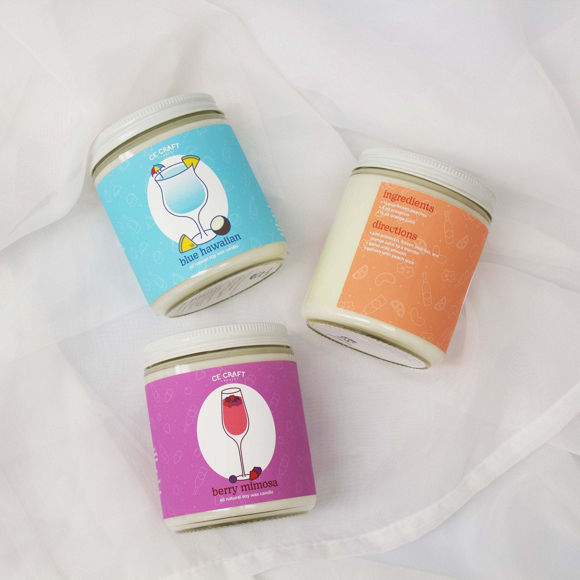 Blue Hawaiian Cocktail Inspired Scented Candle C & E Craft Co 