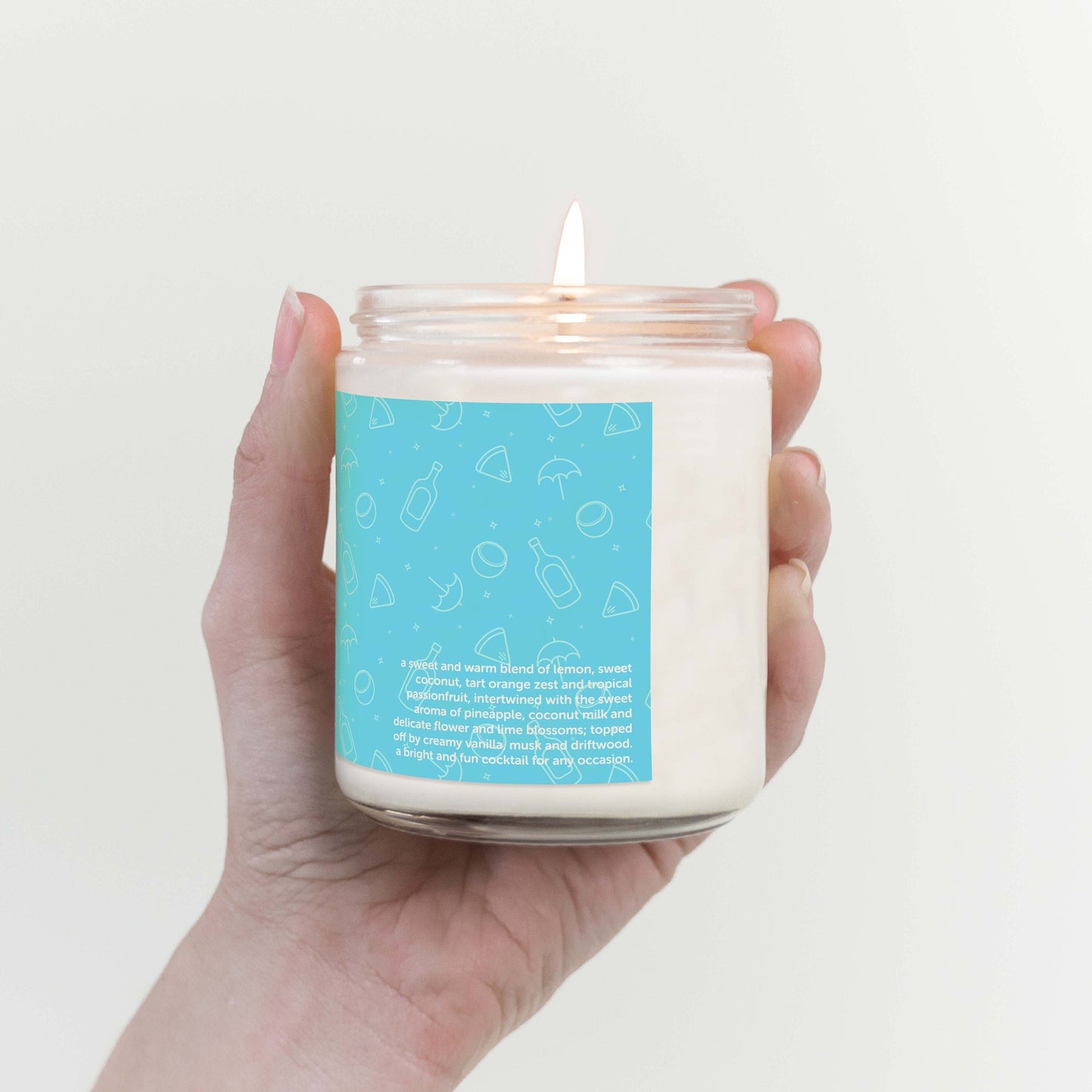 Blue Hawaiian Cocktail Inspired Scented Candle C & E Craft Co 
